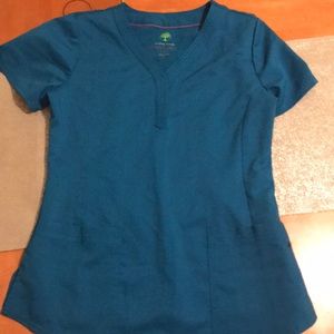 Healing hands blue scrub top